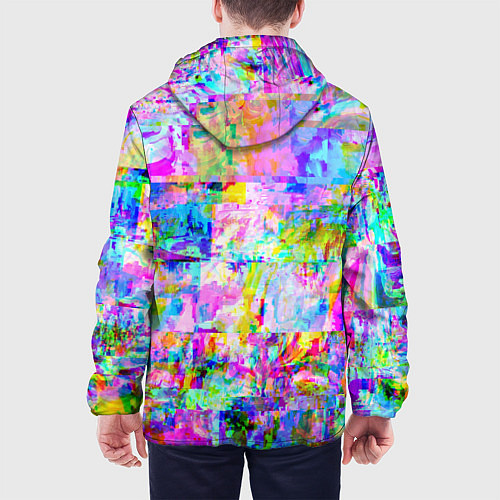 Мужская куртка Яркий неоновый абстрактный Glitch / 3D-Белый – фото 4