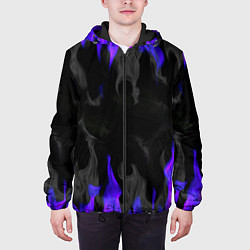 Куртка с капюшоном мужская Неоновый огонь и дым, цвет: 3D-черный — фото 2