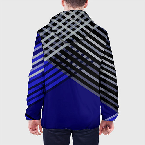 Мужская куртка Белые и серые полосы на синем фоне / 3D-Белый – фото 4