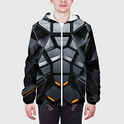 Куртка с капюшоном мужская Объемная черная конструкция, цвет: 3D-белый — фото 2