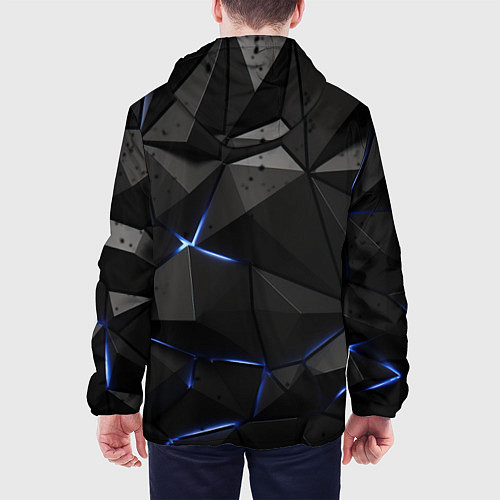Мужская куртка Черные плиты с синим свечением / 3D-Белый – фото 4