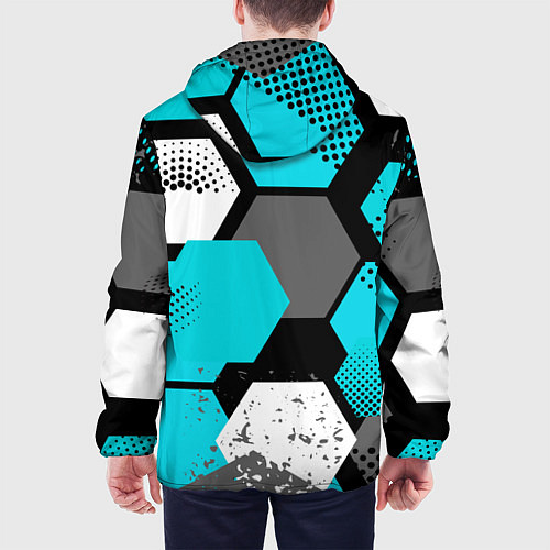 Мужская куртка Шестиугольники абстрактный фон / 3D-Белый – фото 4