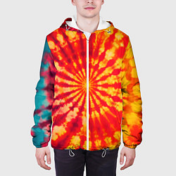 Куртка с капюшоном мужская Тай дай солнце, цвет: 3D-белый — фото 2