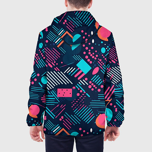 Мужская куртка Абстракция синяя паттерн / 3D-Белый – фото 4