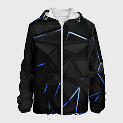 Куртка с капюшоном мужская Black texture neon line, цвет: 3D-белый