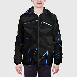 Куртка с капюшоном мужская Black texture neon line, цвет: 3D-черный — фото 2