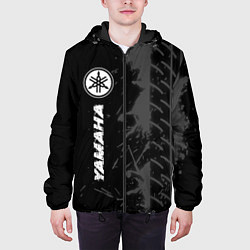 Куртка с капюшоном мужская Yamaha speed на темном фоне со следами шин: по-вер, цвет: 3D-черный — фото 2