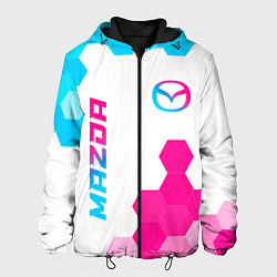 Куртка с капюшоном мужская Mazda neon gradient style: надпись, символ, цвет: 3D-черный