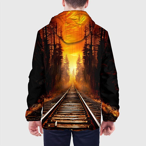 Мужская куртка Железная дорога на закате / 3D-Белый – фото 4