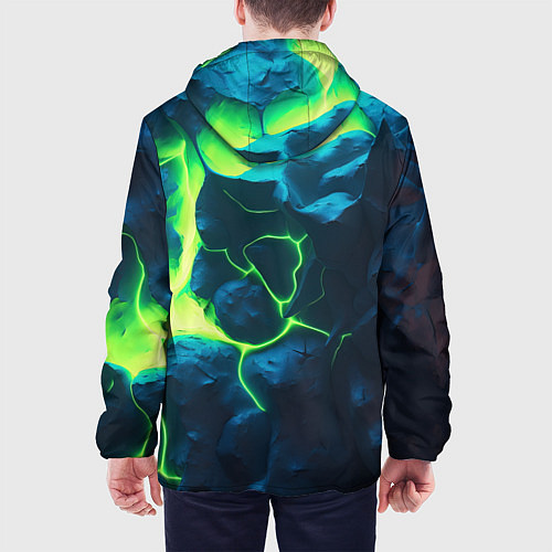 Мужская куртка Неоновый зеленый разлом плит / 3D-Черный – фото 4