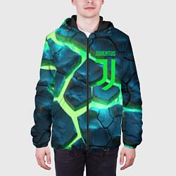 Куртка с капюшоном мужская Ювентус разлом зеленых плит, цвет: 3D-черный — фото 2