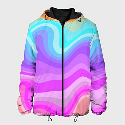 Куртка с капюшоном мужская Неоновая разноцветная волна, цвет: 3D-черный
