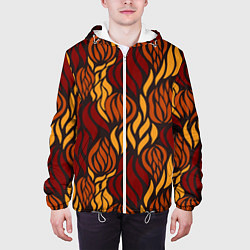 Куртка с капюшоном мужская Hot Flames - паттерн, цвет: 3D-белый — фото 2