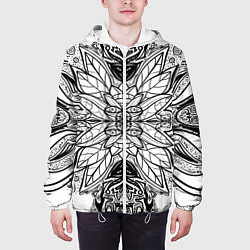Куртка с капюшоном мужская Абстрактный узор сова, цвет: 3D-белый — фото 2
