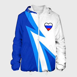 Мужская куртка Флаг России в сердечке - синий