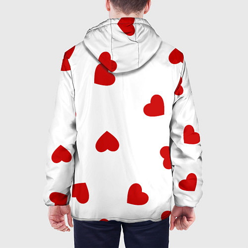 Мужская куртка Красные сердечки на белом / 3D-Белый – фото 4