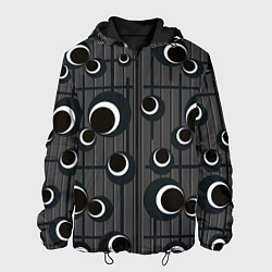 Куртка с капюшоном мужская Черные и белые круги на сером, цвет: 3D-черный