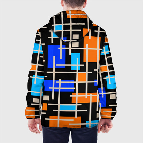 Мужская куртка Разноцветная прямоугольная абстракция / 3D-Белый – фото 4