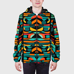 Куртка с капюшоном мужская Абстрактный красочный паттерн - мода, цвет: 3D-черный — фото 2