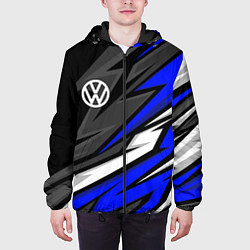 Куртка с капюшоном мужская Volkswagen - Синяя абстракция, цвет: 3D-черный — фото 2
