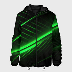 Мужская куртка Зеленые полосы на черном фоне