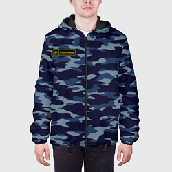 Куртка с капюшоном мужская Камуфляж с нашивкой - Александр, цвет: 3D-черный — фото 2