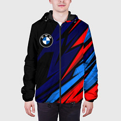 Куртка с капюшоном мужская BMW - m colors and black, цвет: 3D-черный — фото 2