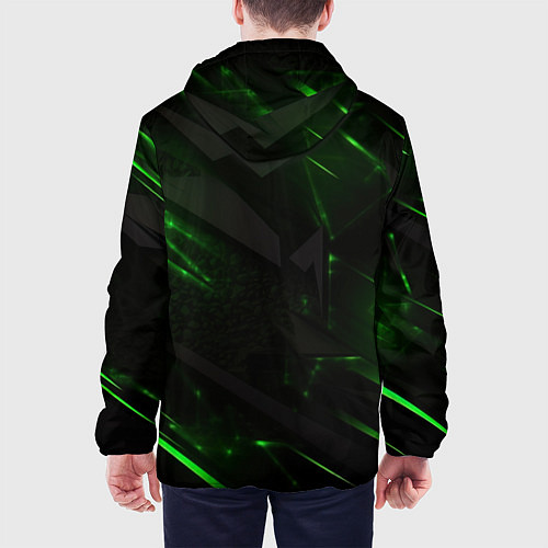 Мужская куртка Dark black green abstract / 3D-Белый – фото 4