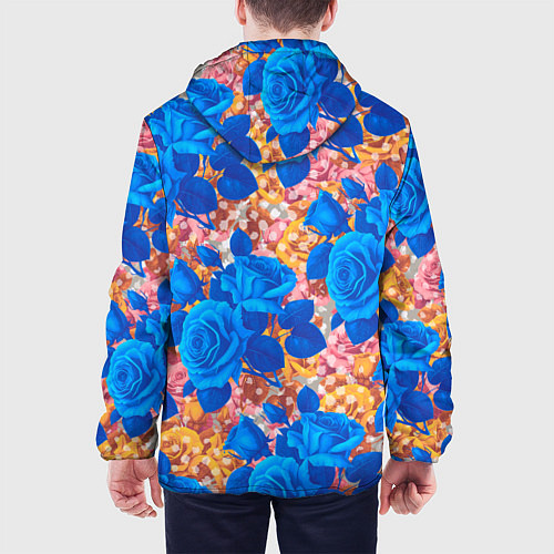 Мужская куртка Цветочный разноцветный узор с розами / 3D-Черный – фото 4