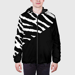 Куртка с капюшоном мужская Полосы зебры с черным, цвет: 3D-черный — фото 2