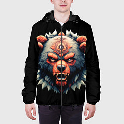Куртка с капюшоном мужская С разъяренным медведем, цвет: 3D-черный — фото 2