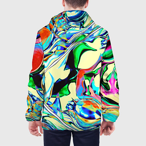 Мужская куртка Яркие абстрактные разводы / 3D-Белый – фото 4