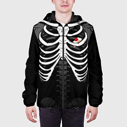 Куртка с капюшоном мужская Скелет: ребра с кусочком торта с вишней, цвет: 3D-черный — фото 2
