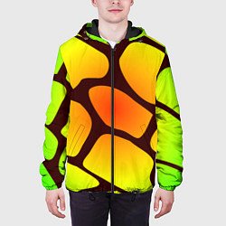 Куртка с капюшоном мужская Коричневая сеть с цветными пятнами, цвет: 3D-черный — фото 2