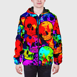 Куртка с капюшоном мужская Паттерн из черепов - поп-арт - мода, цвет: 3D-черный — фото 2