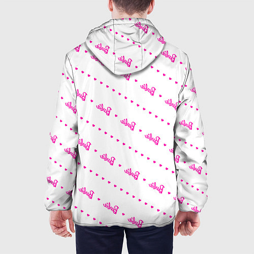 Мужская куртка Барби паттерн - логотип и сердечки / 3D-Белый – фото 4