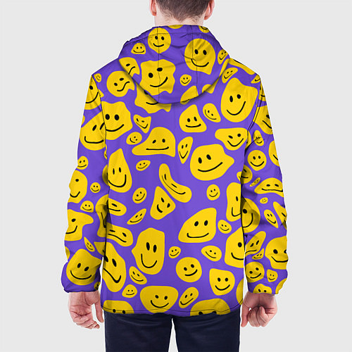 Мужская куртка Расплывшийся смайлик на фиолетовом / 3D-Белый – фото 4