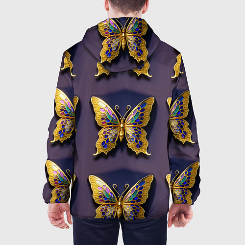 Мужская куртка Золотая бабочка паттерн / 3D-Белый – фото 4
