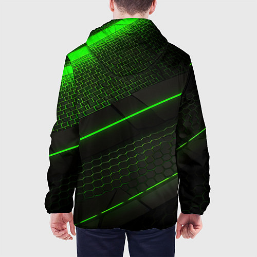 Мужская куртка Зеленая абстракция со светом / 3D-Белый – фото 4