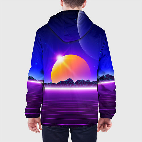 Мужская куртка Mountains - sun - space - vaporwave / 3D-Белый – фото 4
