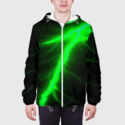 Куртка с капюшоном мужская Зеленый разряд молнии, цвет: 3D-белый — фото 2