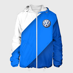 Куртка с капюшоном мужская Volkswagen - голубые линии, цвет: 3D-белый