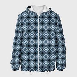 Куртка с капюшоном мужская Геометрический узор в серо-голубом цвете, цвет: 3D-белый