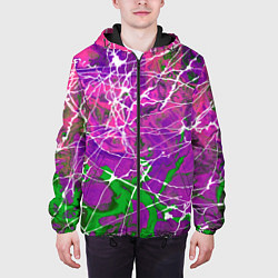 Куртка с капюшоном мужская Имитация камня - абстракция, цвет: 3D-черный — фото 2