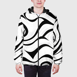 Куртка с капюшоном мужская Анималистическая абстракция зебры, цвет: 3D-черный — фото 2