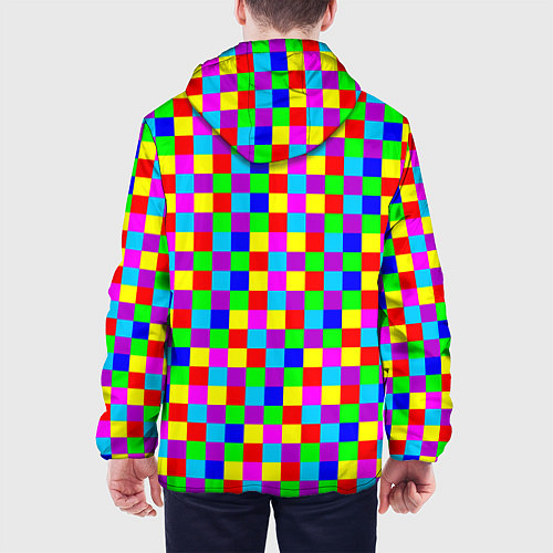 Мужская куртка Разноцветные плитки / 3D-Белый – фото 4