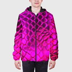Куртка с капюшоном мужская Объемные розовые соты, цвет: 3D-черный — фото 2