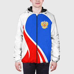 Куртка с капюшоном мужская Герб РФ - white sport, цвет: 3D-черный — фото 2