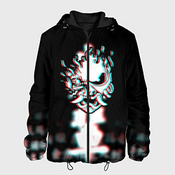 Куртка с капюшоном мужская Samurai glitch cyberpunk city, цвет: 3D-черный
