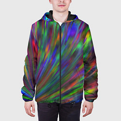 Куртка с капюшоном мужская Переливающая радужная галограмма, цвет: 3D-черный — фото 2
